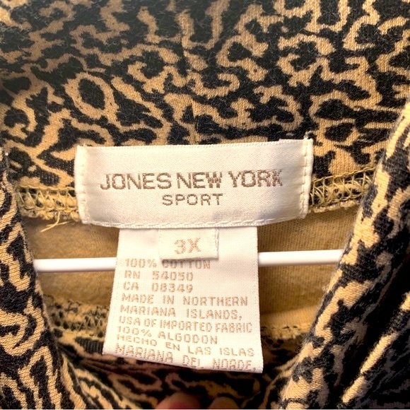 Jones New York Sport Turtleneck Mockneck Patterned Tan Black Long Sleeve Shirt - Picture 10 of 12